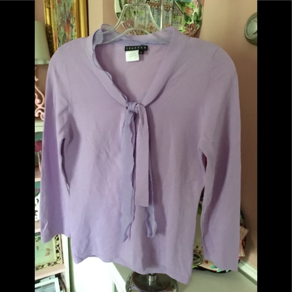 Spanner sweater lilac three-quarter length sleeves size small cute